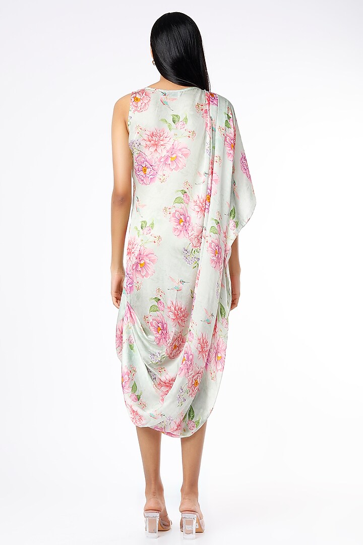 Aqua Blue Embroidered Cowl Tunic by Parul i Vivek at Pernia's Pop Up Shop