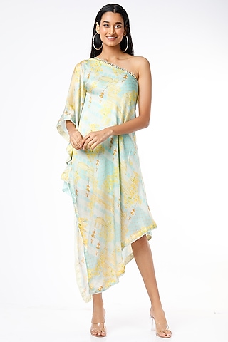 Aqua Floral Printed Tunic by Parul i Vivek