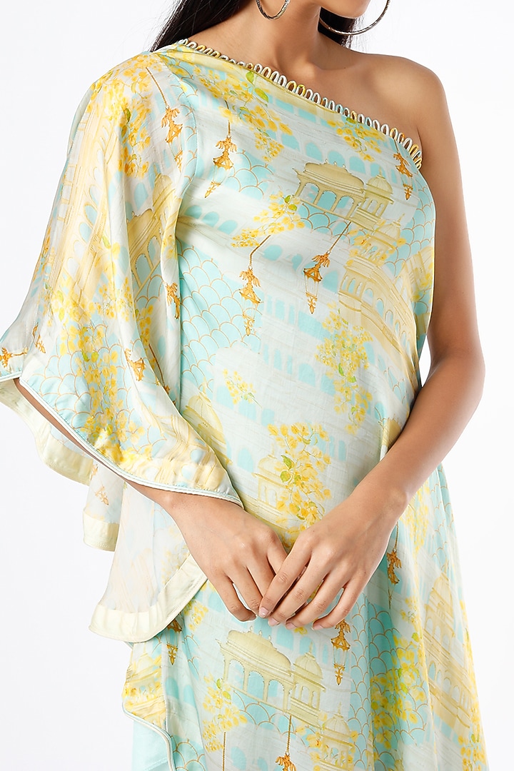 Aqua Floral Printed Tunic by Parul i Vivek at Pernia's Pop Up Shop