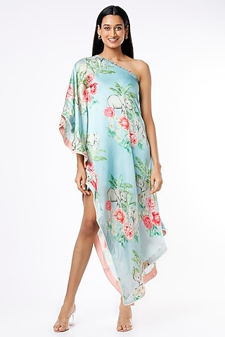 Blue Floral Printed Tunic by Parul i Vivek