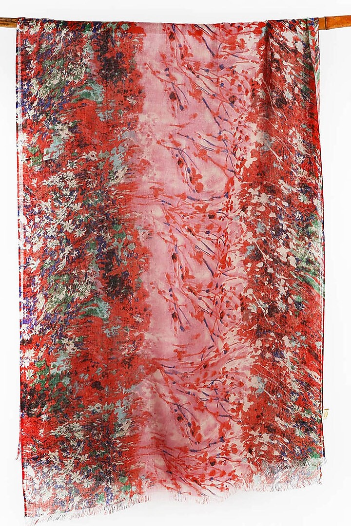 Red Printed Scarf by Pashma at Pernia's Pop Up Shop