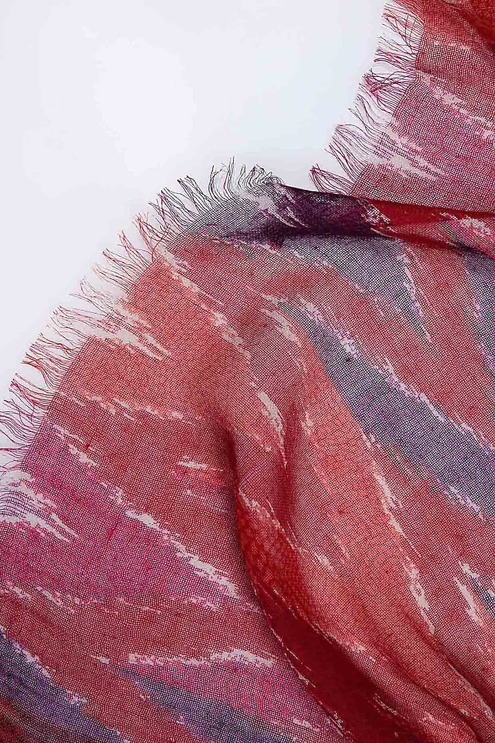 Red Printed Scarf In Cashmere Silk by Pashma at Pernia's Pop Up Shop