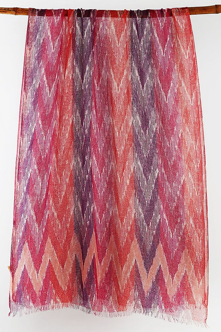 Red Printed Scarf In Cashmere Silk by Pashma at Pernia's Pop Up Shop