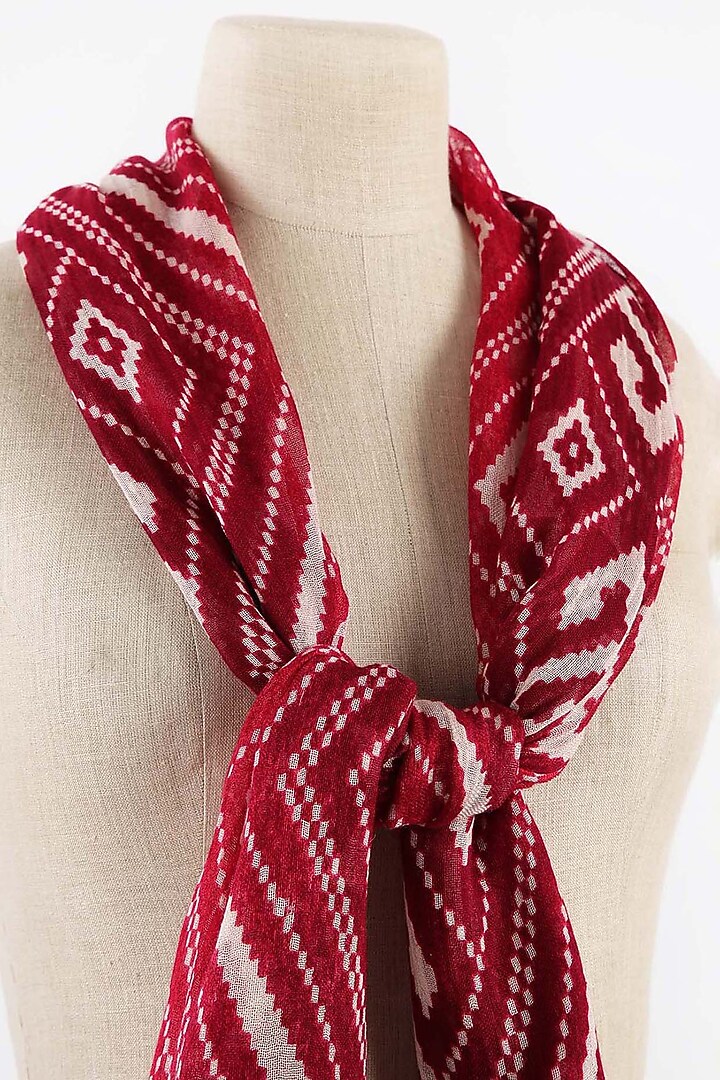 Red Printed Scarf by Pashma at Pernia's Pop Up Shop