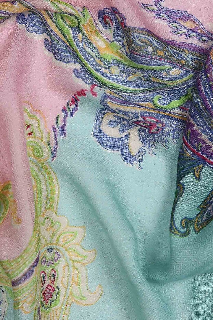 Pink & Blue Printed Scarf by Pashma at Pernia's Pop Up Shop