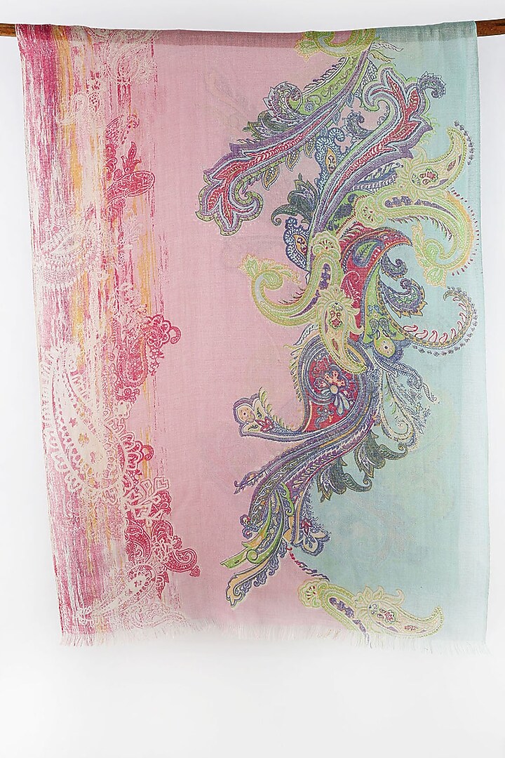 Pink & Blue Printed Scarf by Pashma at Pernia's Pop Up Shop
