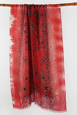 Red Cashmere Silk Printed Scarf by Pashma