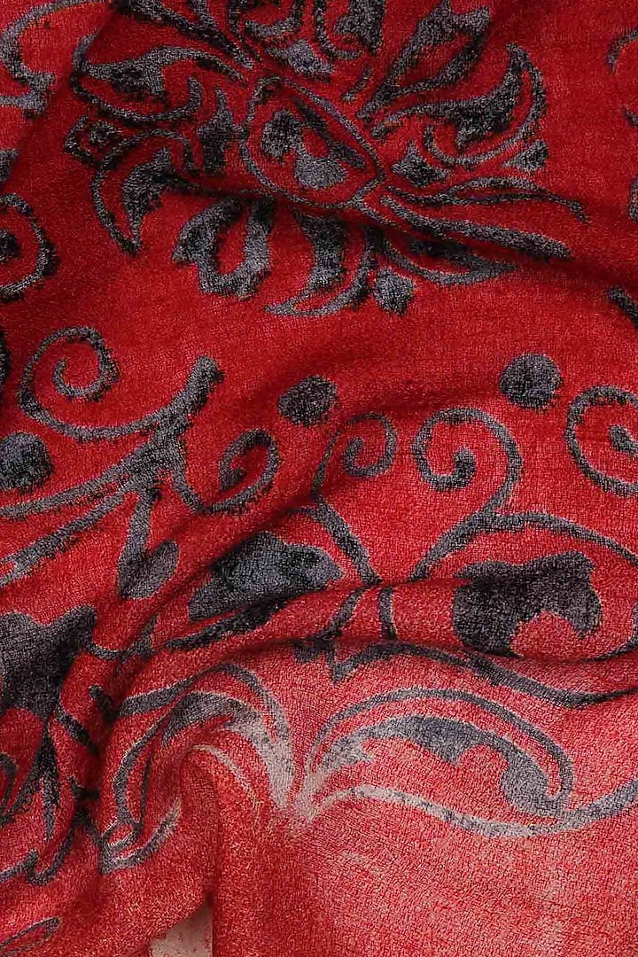 Red Cashmere Silk Printed Scarf by Pashma at Pernia's Pop Up Shop