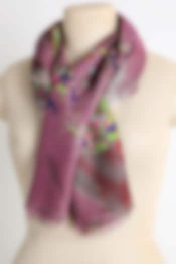 Purple Printed Scarf by Pashma