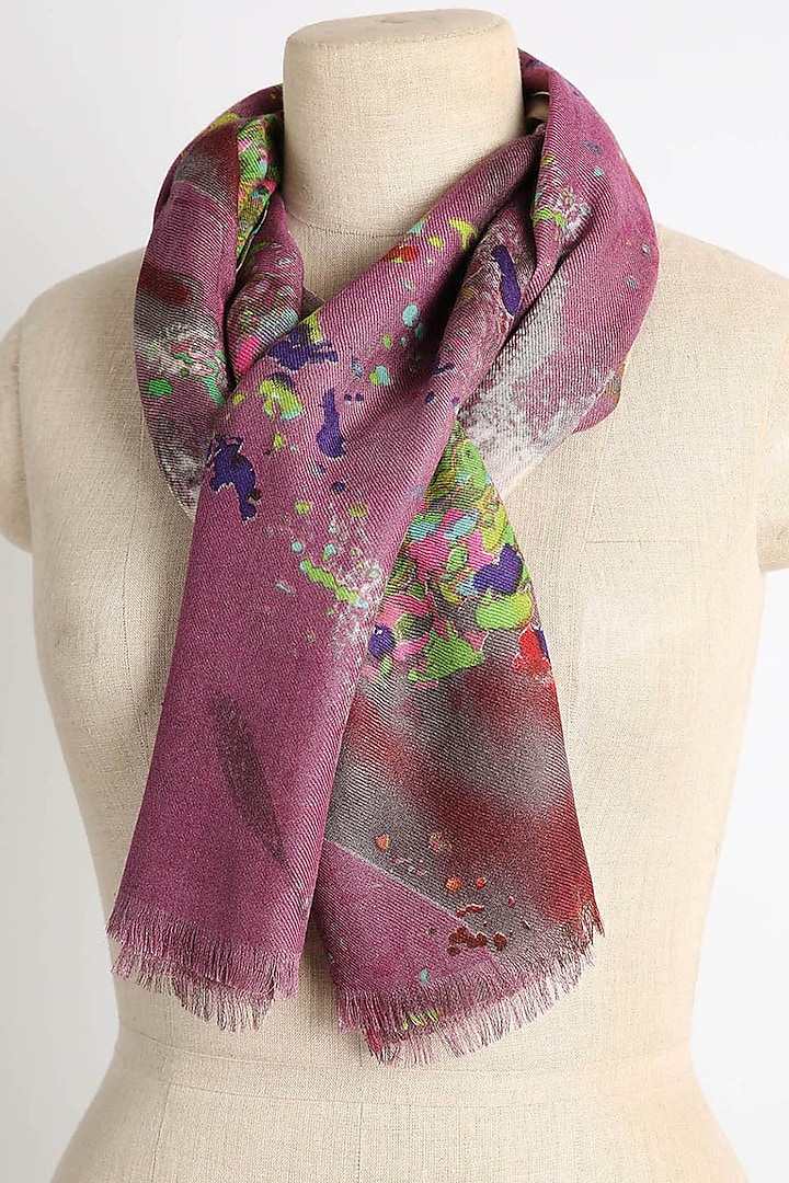 Purple Printed Scarf by Pashma
