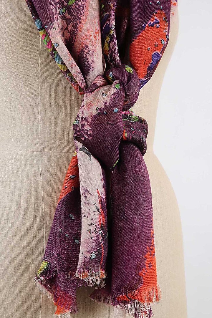 Purple Abstract Printed Scarf by Pashma at Pernia's Pop Up Shop