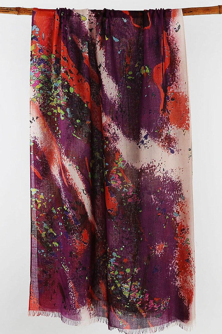 Purple Abstract Printed Scarf by Pashma at Pernia's Pop Up Shop