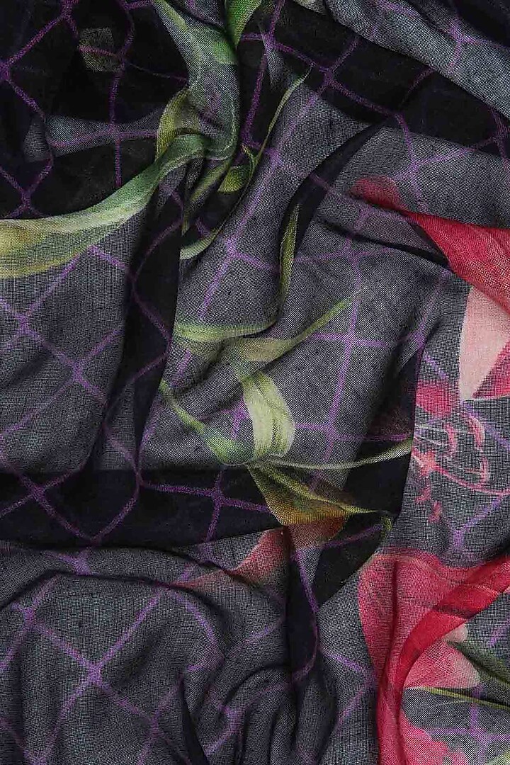 Grey Floral Printed Scarf by Pashma at Pernia's Pop Up Shop