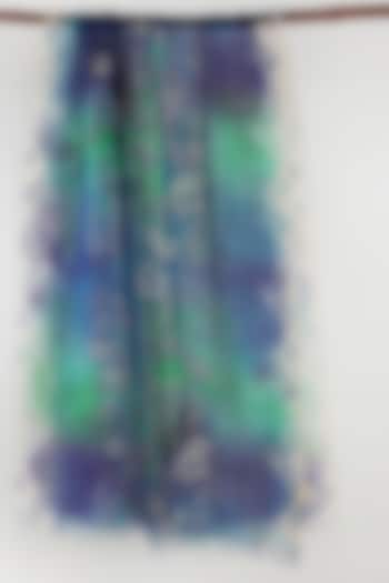 Blue & Green Printed Scarf by Pashma