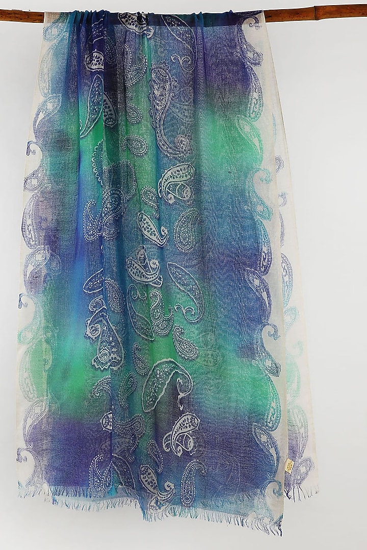 Blue & Green Printed Scarf by Pashma at Pernia's Pop Up Shop