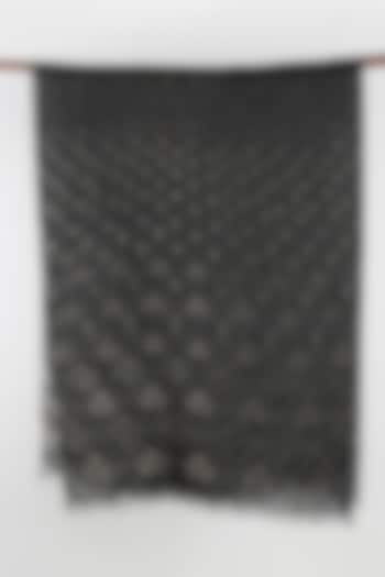 Black & Grey Silk Cashmere Printed Scarf by Pashma