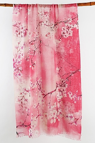 Pink Cherry Blossom Printed Scarf by Pashma