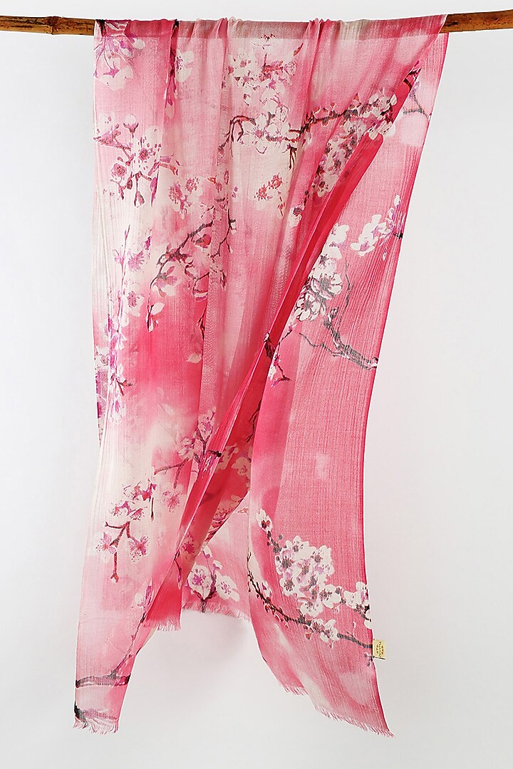 Pink Cherry Blossom Printed Scarf by Pashma at Pernia's Pop Up Shop