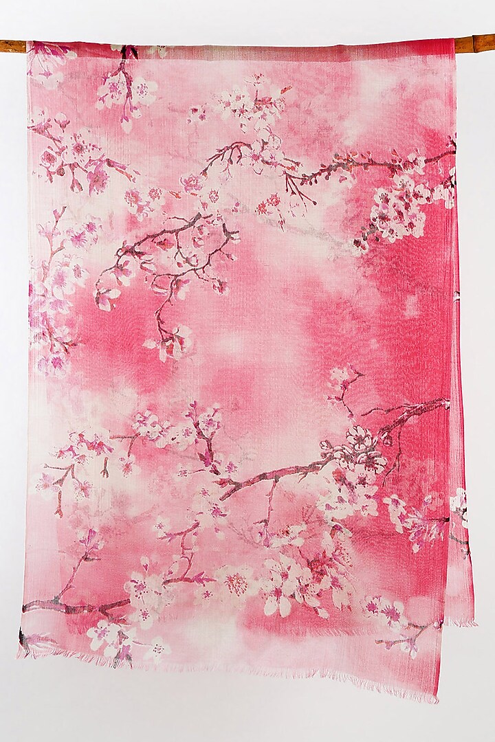 Pink Cherry Blossom Printed Scarf by Pashma at Pernia's Pop Up Shop