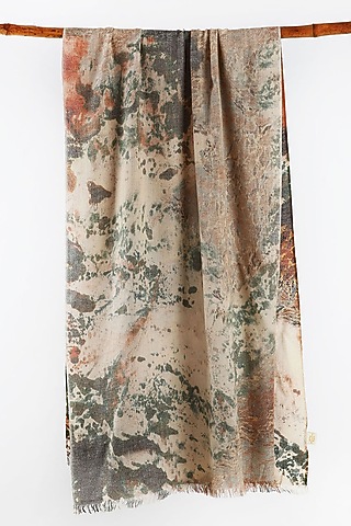 Orange Printed Scarf by Pashma