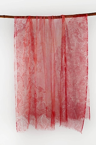 Red Paisley Printed Scarf by Pashma