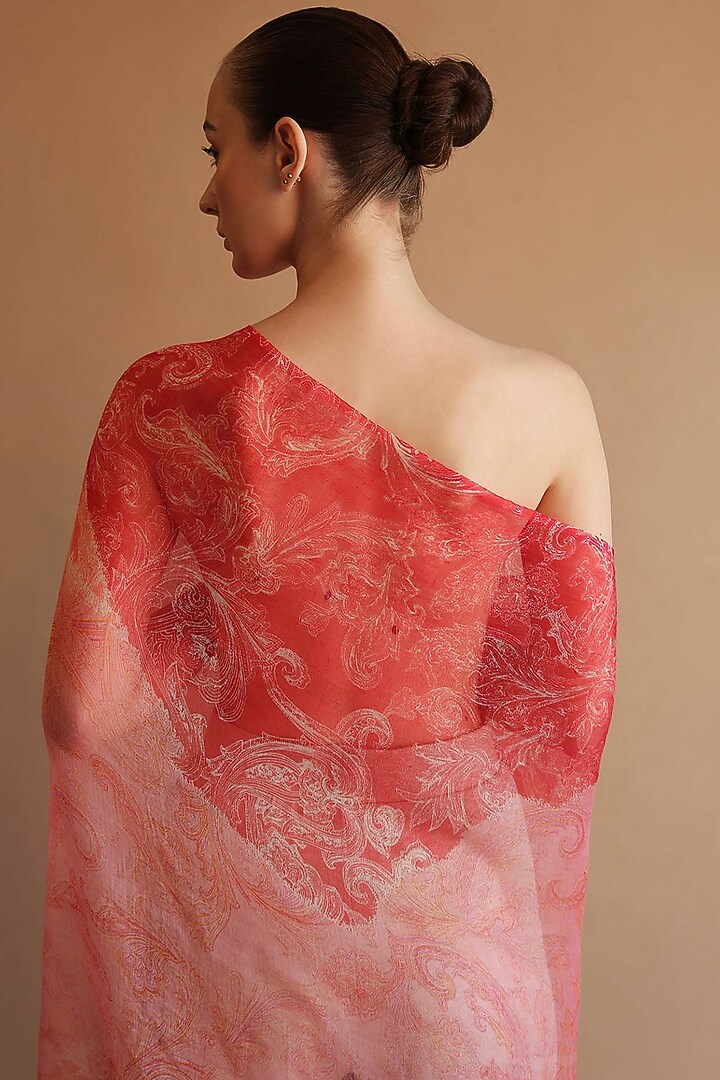 Red Paisley Printed Scarf by Pashma at Pernia's Pop Up Shop