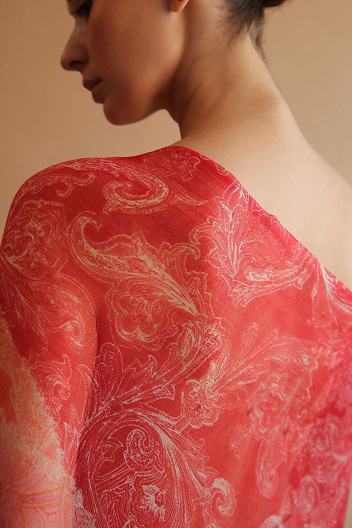 Red Paisley Printed Scarf by Pashma at Pernia's Pop Up Shop