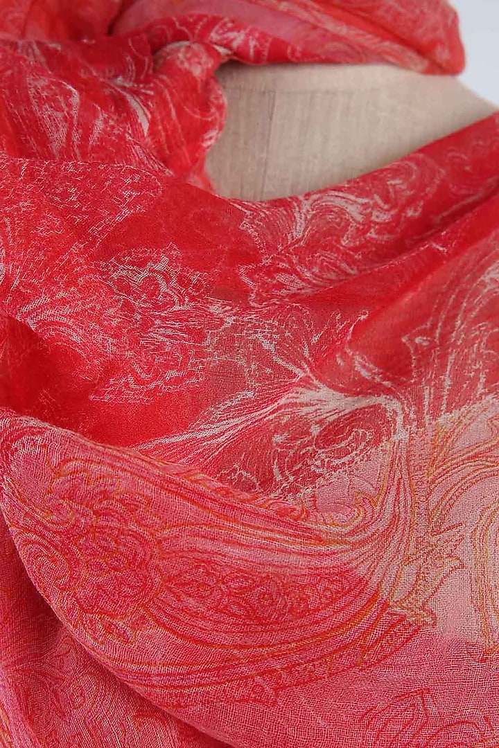 Red Paisley Printed Scarf by Pashma at Pernia's Pop Up Shop