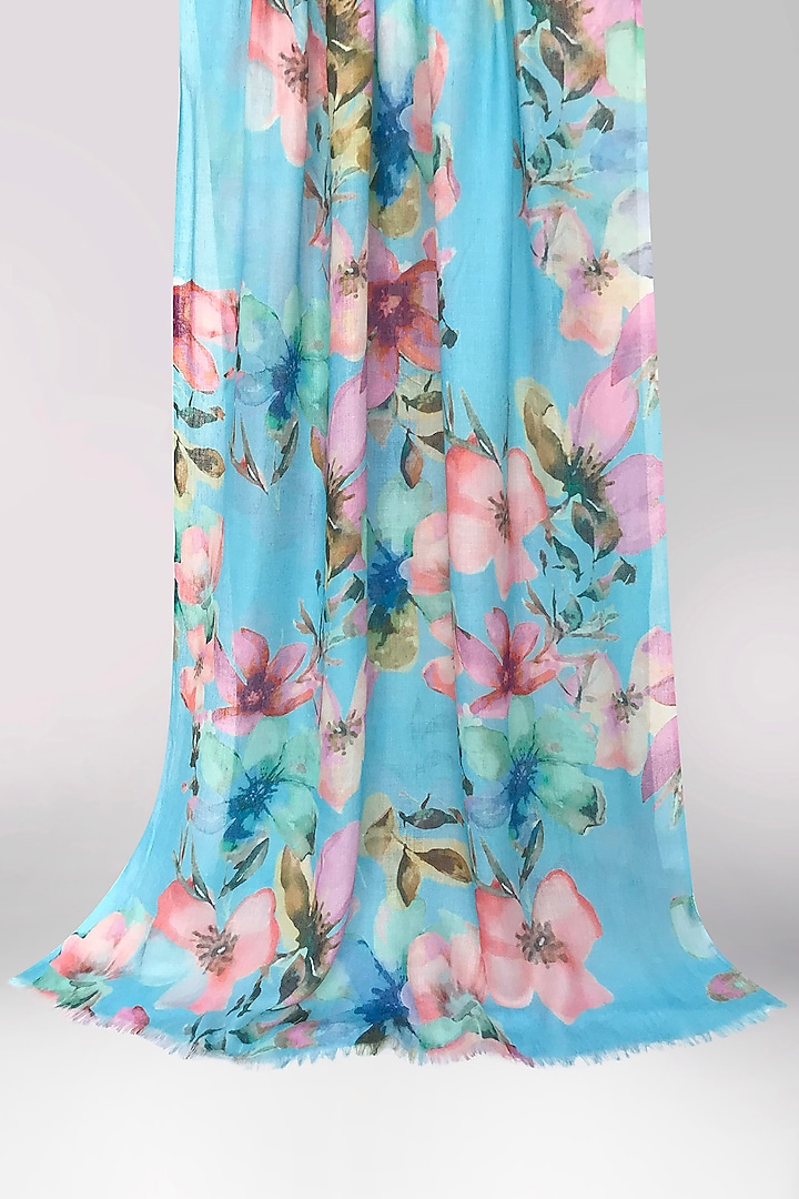 Multi-Colored Bamboo Silk Cashmere Printed Scarf by Pashma at Pernia's Pop Up Shop