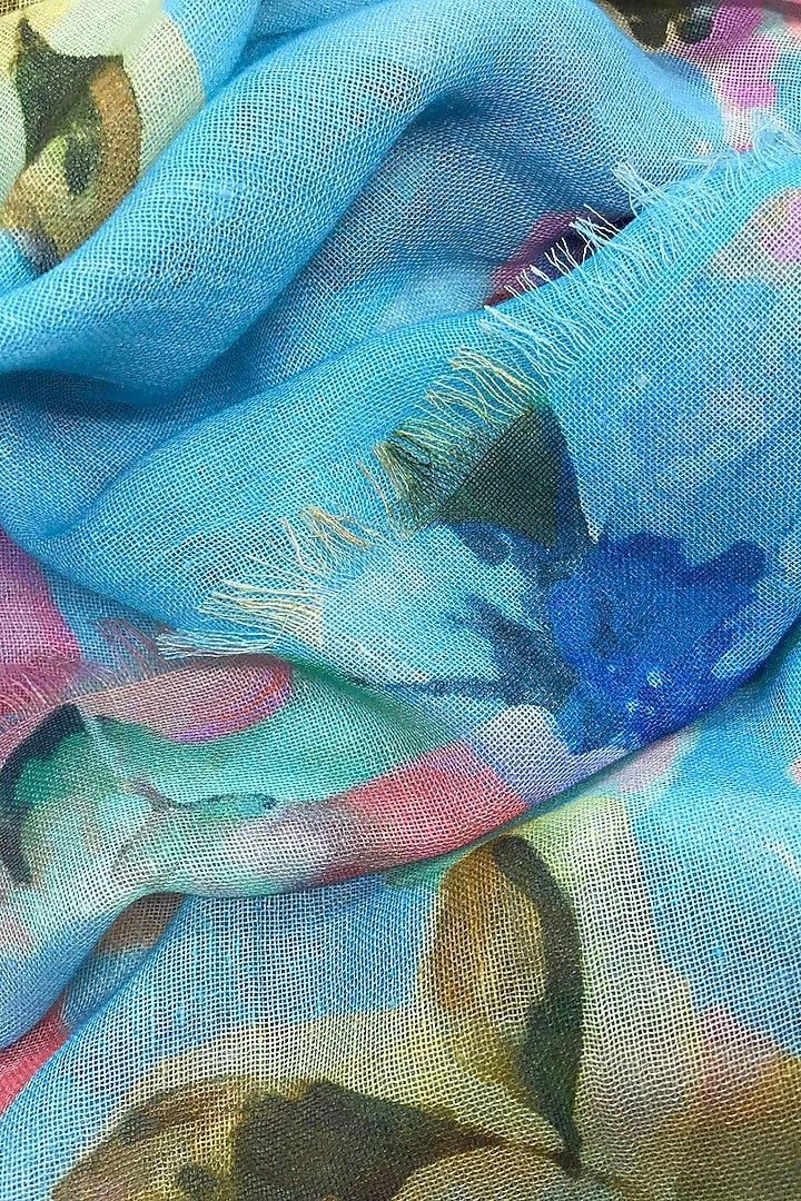 Multi-Colored Bamboo Silk Cashmere Printed Scarf by Pashma at Pernia's Pop Up Shop