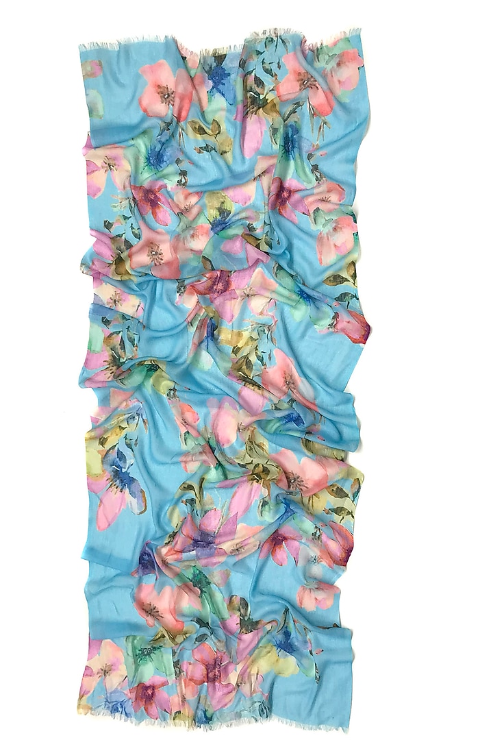 Multi-Colored Bamboo Silk Cashmere Printed Scarf by Pashma at Pernia's Pop Up Shop