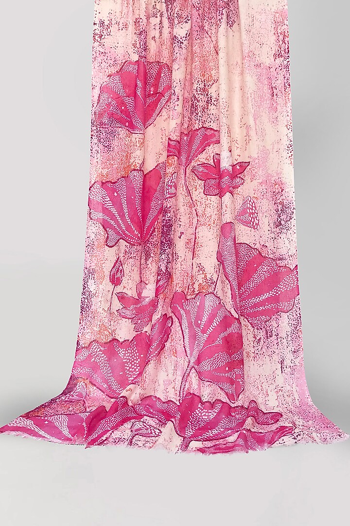 Pink Bamboo Silk Cashmere Printed Scarf by Pashma at Pernia's Pop Up Shop