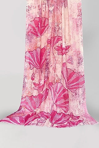 Pink Bamboo Silk Cashmere Printed Scarf by Pashma