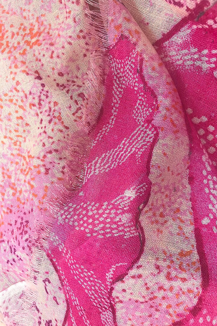 Pink Bamboo Silk Cashmere Printed Scarf by Pashma at Pernia's Pop Up Shop