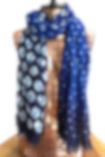 Navy Blue Tie-Dye Printed Scarf by Pashma