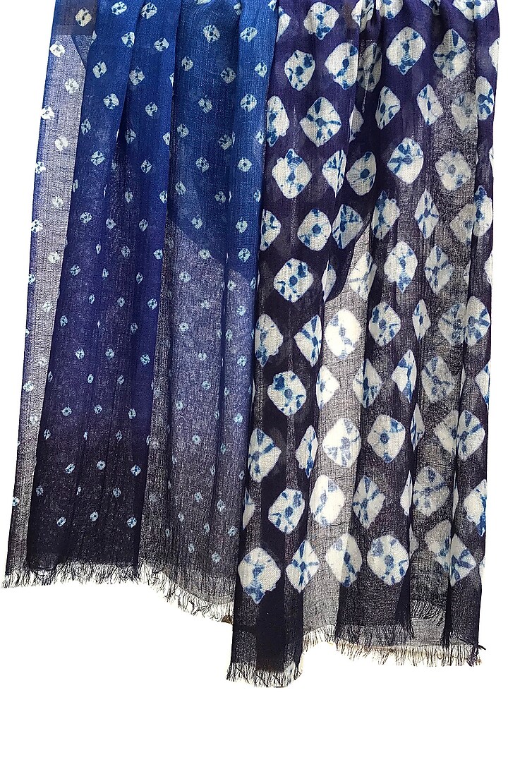 Navy Blue Tie-Dye Printed Scarf by Pashma at Pernia's Pop Up Shop