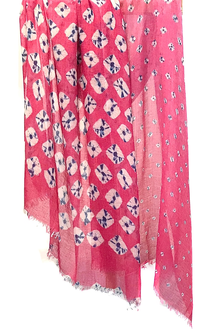 Carnation Pink Shibori Printed Scarf by Pashma at Pernia's Pop Up Shop