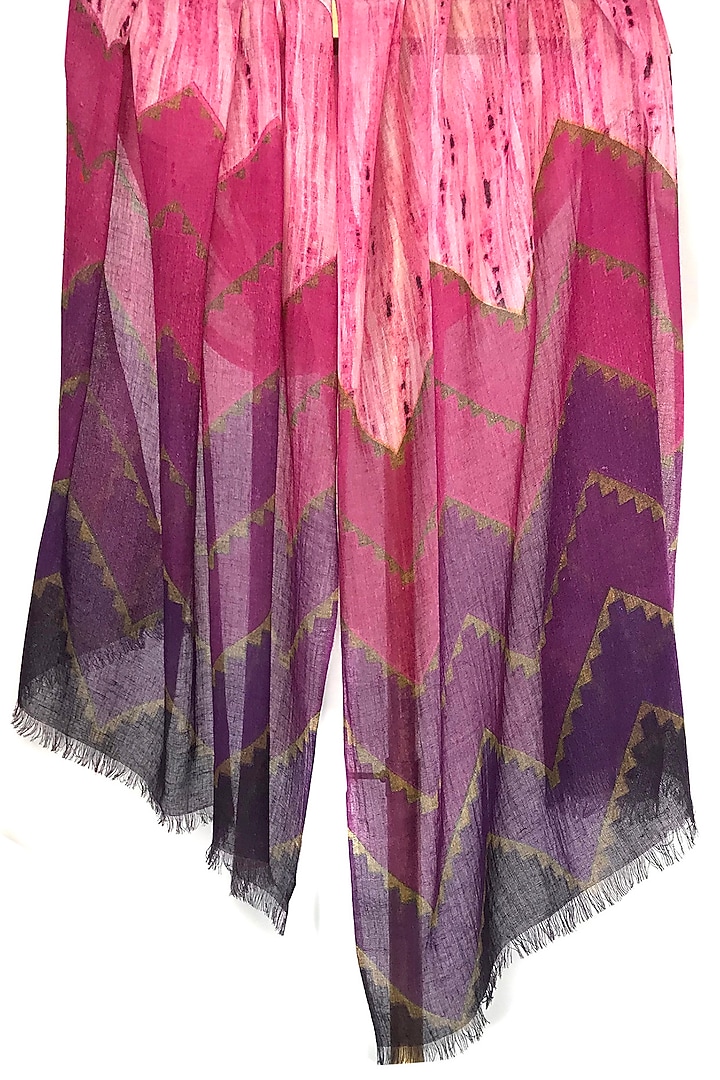 Pink Shaded Printed Scarf by Pashma at Pernia's Pop Up Shop