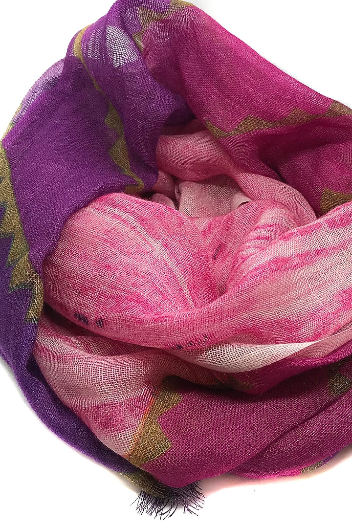 Pink Shaded Printed Scarf by Pashma at Pernia's Pop Up Shop