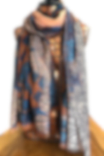 Creamy Peach Abstract Printed Scarf by Pashma