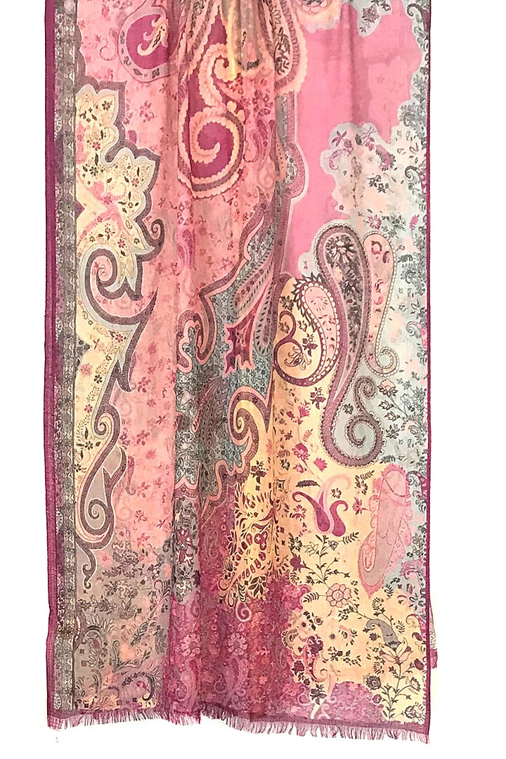 Dark Pink Paisley Printed Scarf by Pashma at Pernia's Pop Up Shop