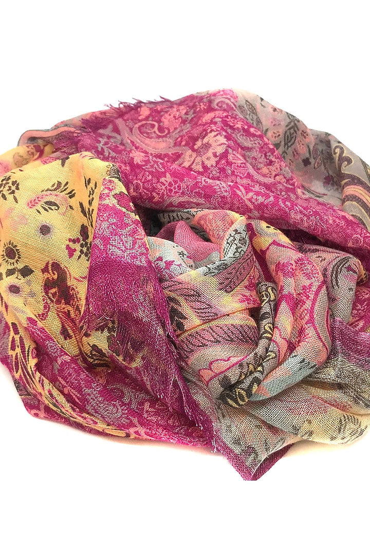 Dark Pink Paisley Printed Scarf by Pashma at Pernia's Pop Up Shop