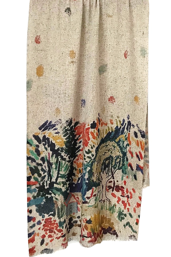 Ivory Printed Scarf by Pashma at Pernia's Pop Up Shop