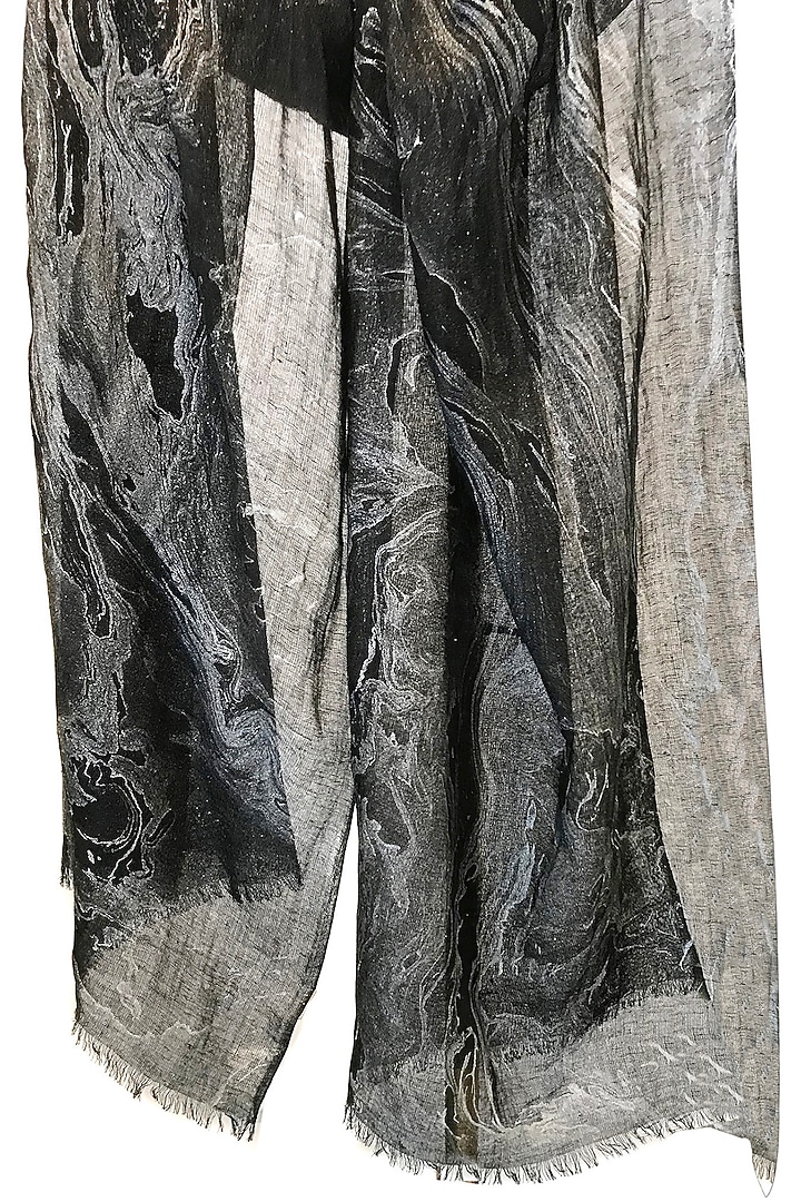 Black Marble Printed Scarf by Pashma at Pernia's Pop Up Shop