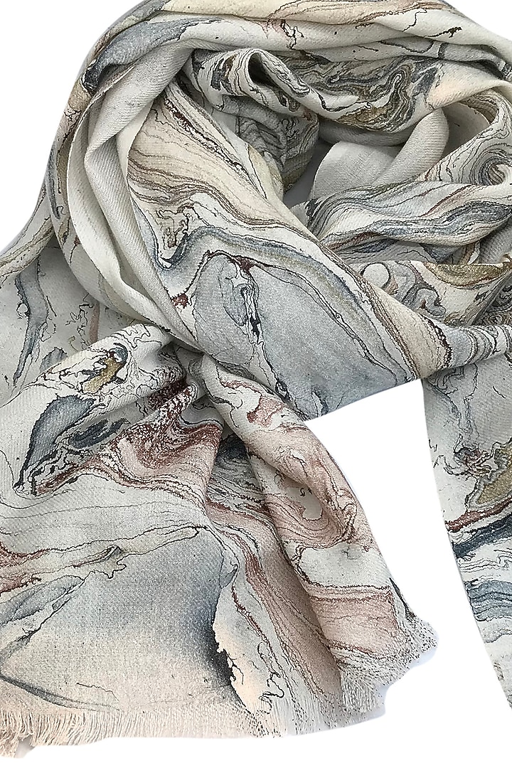 Grey Marble Printed Scarf by Pashma at Pernia's Pop Up Shop
