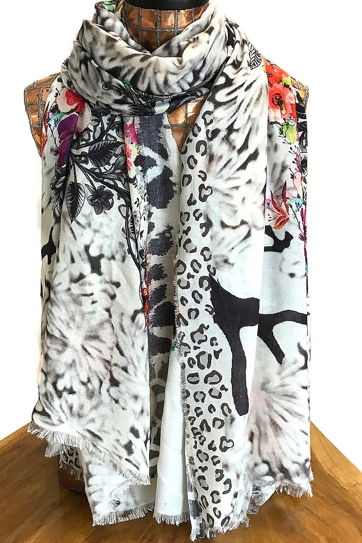Multi-Colored Printed Scarf by Pashma