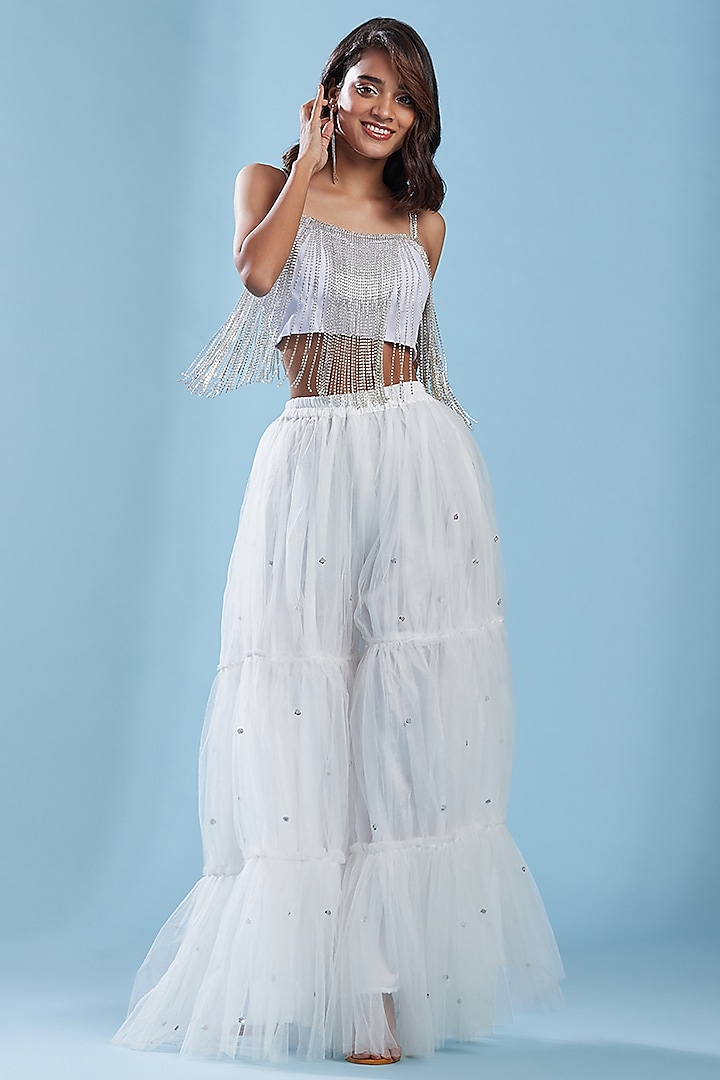 Crystal Tulle Embroidered Top by Phatakaa