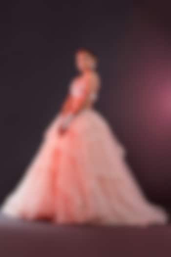 Blush Pink Tulle Lehenga Set by Phatakaa