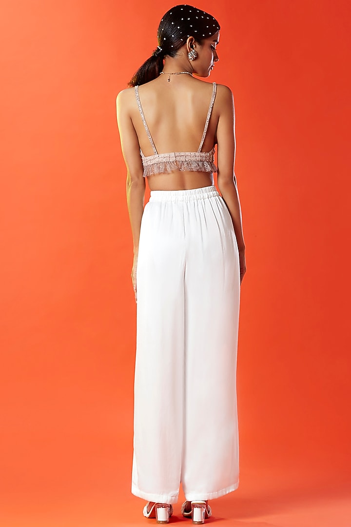 Gold Polyester Mesh Embellished Bralette by Phatakaa at Pernia's Pop Up Shop