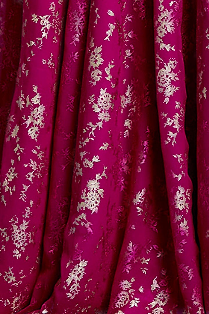Hot Pink Recycled Polyester Foil Printed Lehenga Set by Phatakaa at Pernia's Pop Up Shop